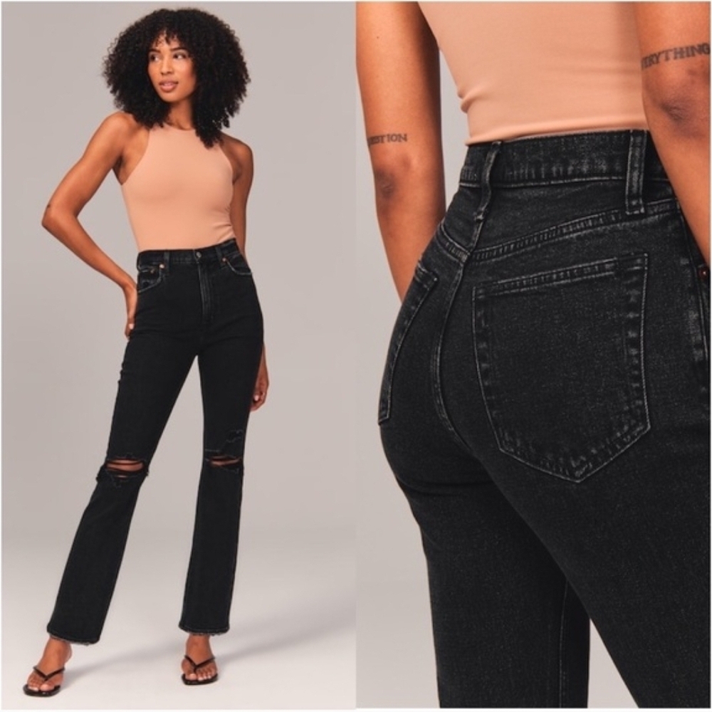Abercrombie & Fitch The Ankle Straight Ultra High Rise | Black Denim | Size 28/6